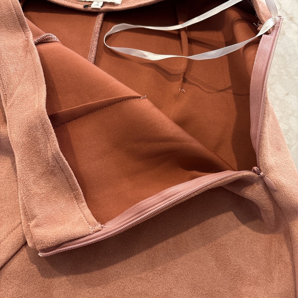 About Us Wrap Suede Mini Skirt Size Med Brown Zipper Boho Retro - Picture 4 of 6